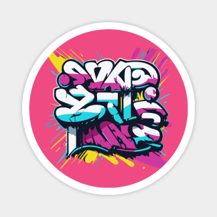 an urban t-shirt inspired by graffiti art and street culture, bold, colorful graffiti-style typography and street art elements Magnet